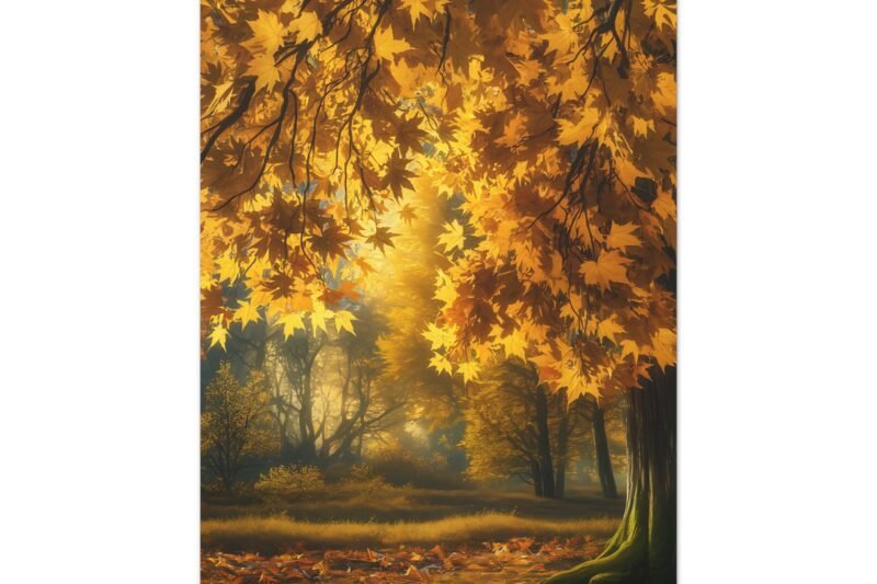 Autumn Leaves Matte Canvas Art Print – Warm Nature Decor for Home