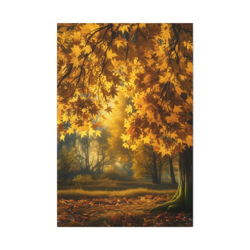 Autumn Leaves Matte Canvas Art Print – Warm Nature Decor for Home