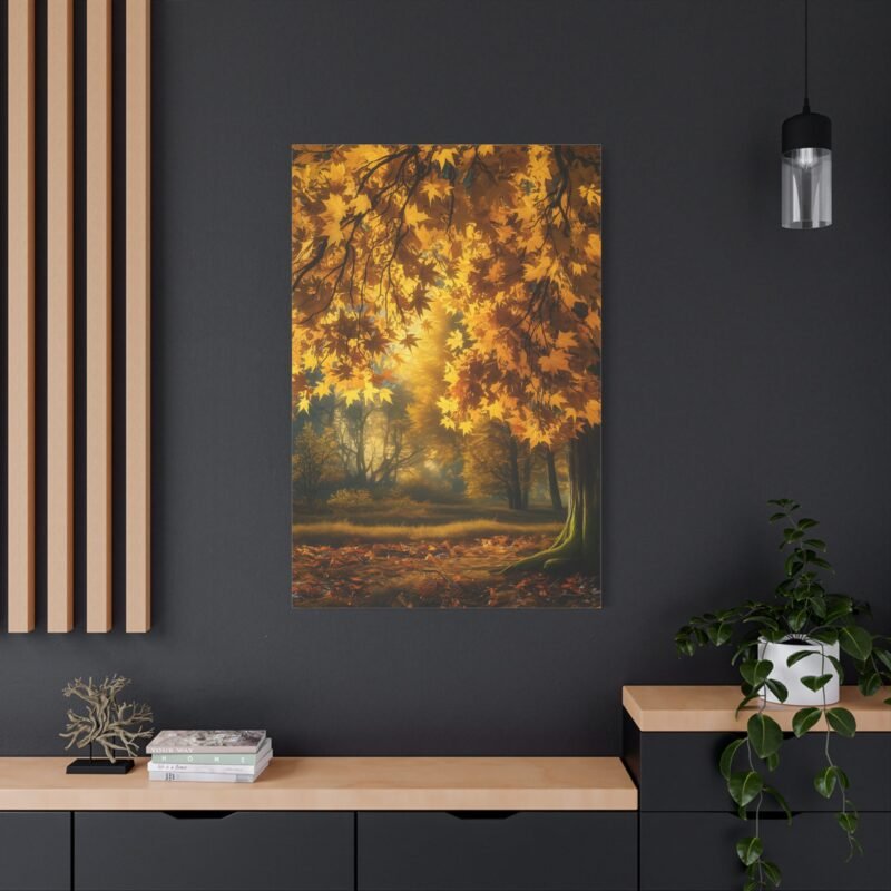 Autumn Leaves Matte Canvas Art Print – Warm Nature Decor for Home