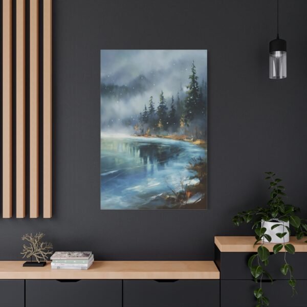721. Serene Snowfall Over a Frozen Lake - Image 4