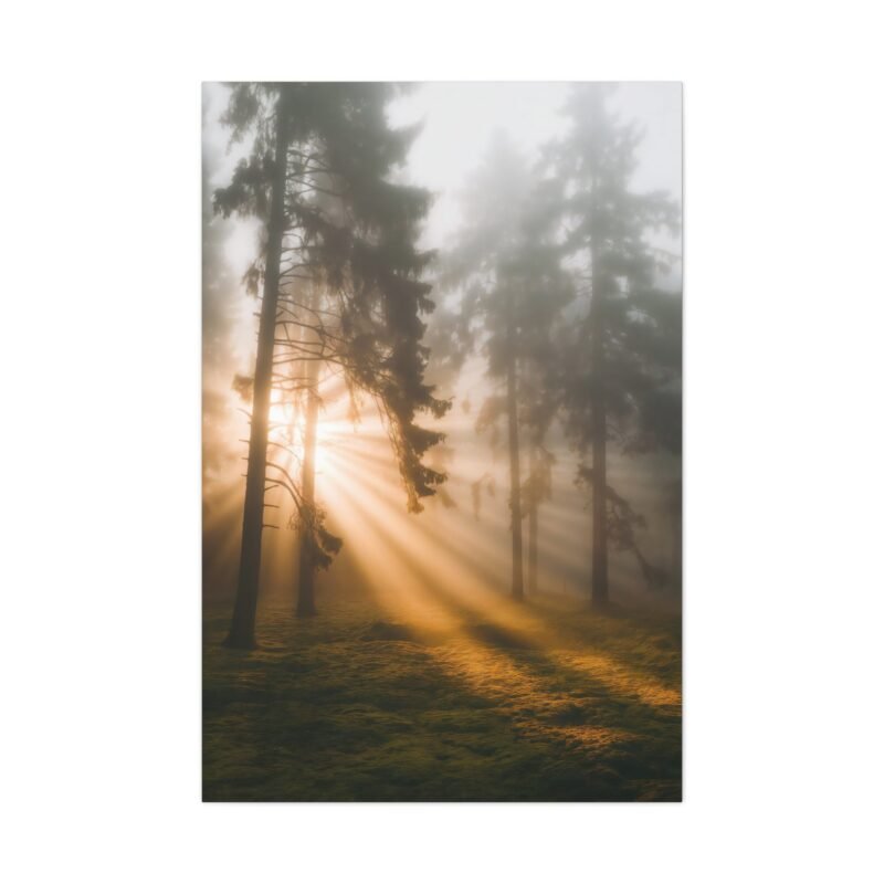 12856446804601415255_2048.jpeg 786. Golden Light Through Foggy Pine Trees