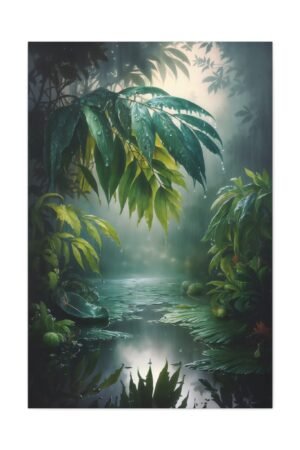769. Tropical Rain Falling Over Vibrant Green Leaves