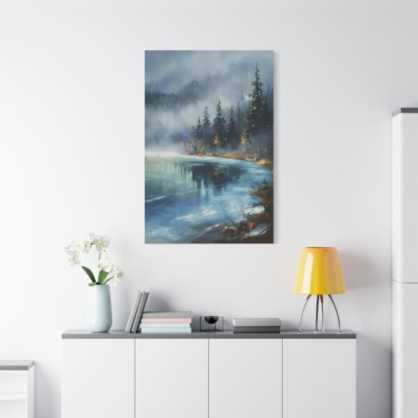 721. Serene Snowfall Over a Frozen Lake - Image 3