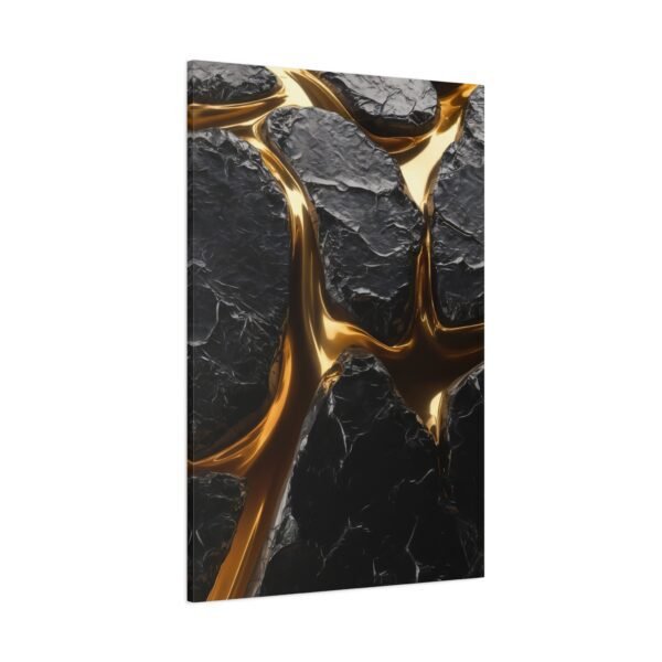 763. Molten Gold Cracking Over Deep Obsidian - Image 2