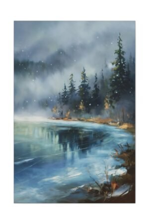 721. Serene Snowfall Over a Frozen Lake