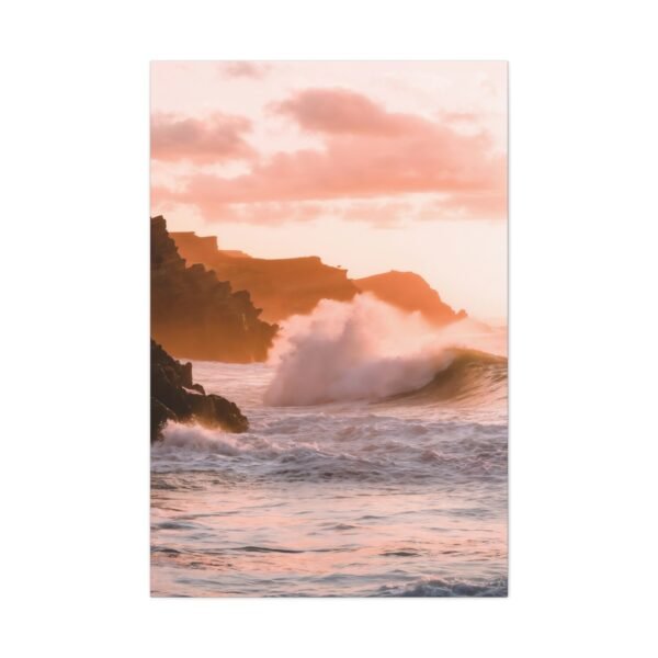 885. Ocean Cliffside at Golden Hour With Crashing Waves