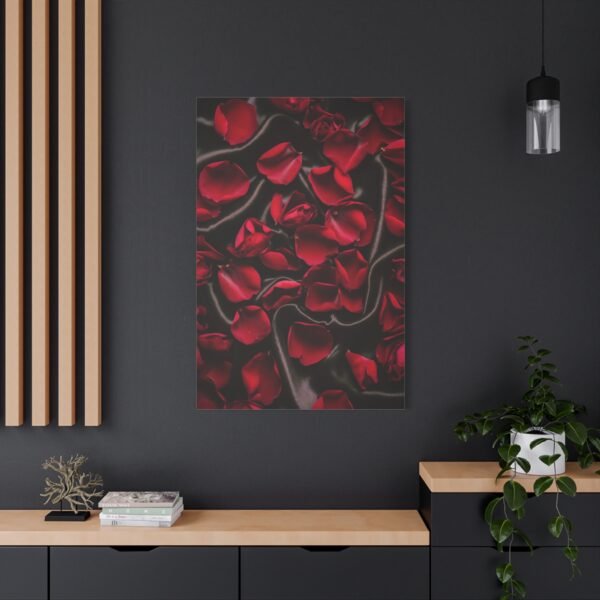 775. Velvet Rose Petals Scattered on a Dark Silk Surface - Image 4