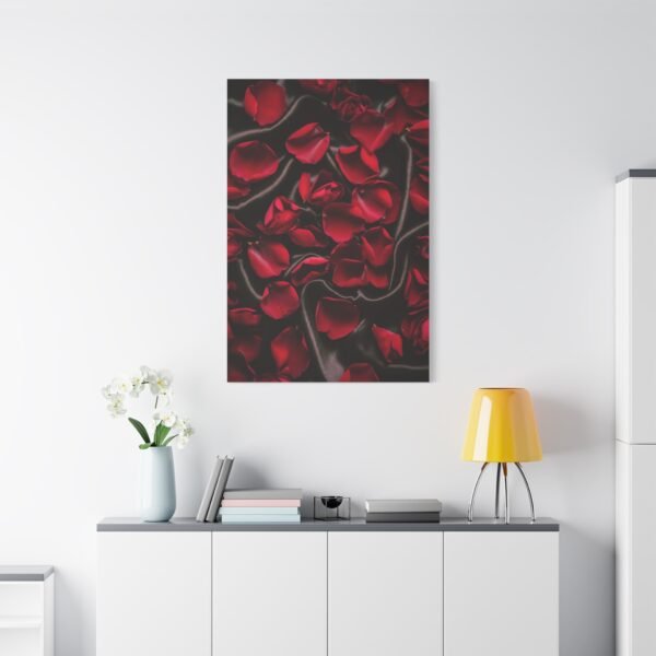 775. Velvet Rose Petals Scattered on a Dark Silk Surface - Image 3