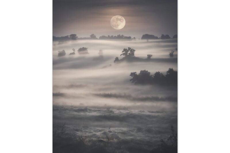 815. Moonrise Over Rolling Fog Fields