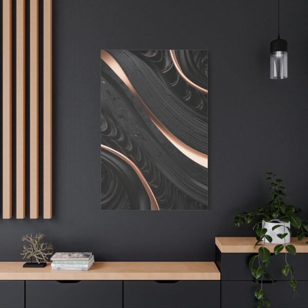 835. Abstract Onyx and Rose Gold Flow - Image 4
