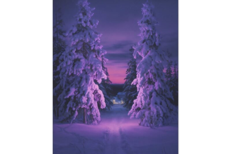 813. Snow-Capped Pines Under Violet Twilight
