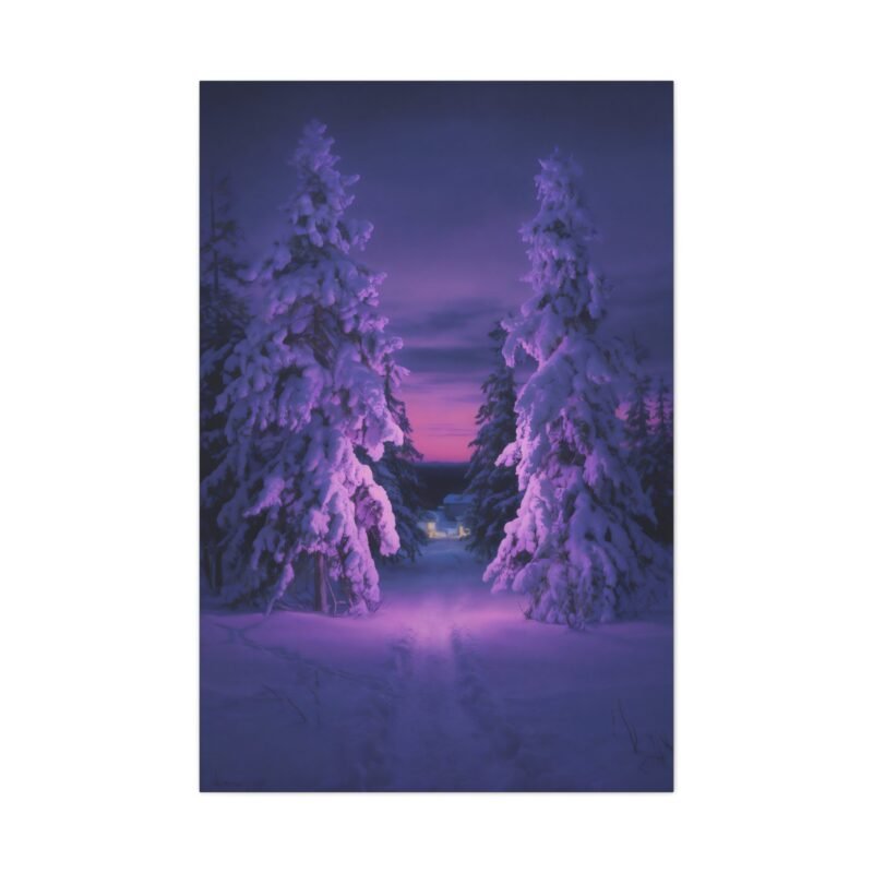 813. Snow-Capped Pines Under Violet Twilight