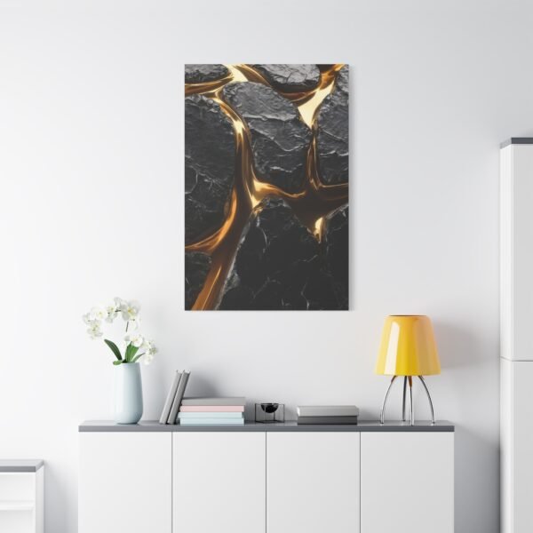763. Molten Gold Cracking Over Deep Obsidian - Image 3