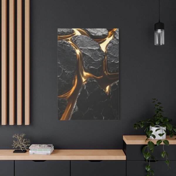 763. Molten Gold Cracking Over Deep Obsidian - Image 4