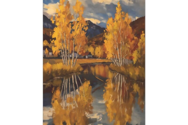 777. Golden Aspen Trees Reflecting in a Quiet River