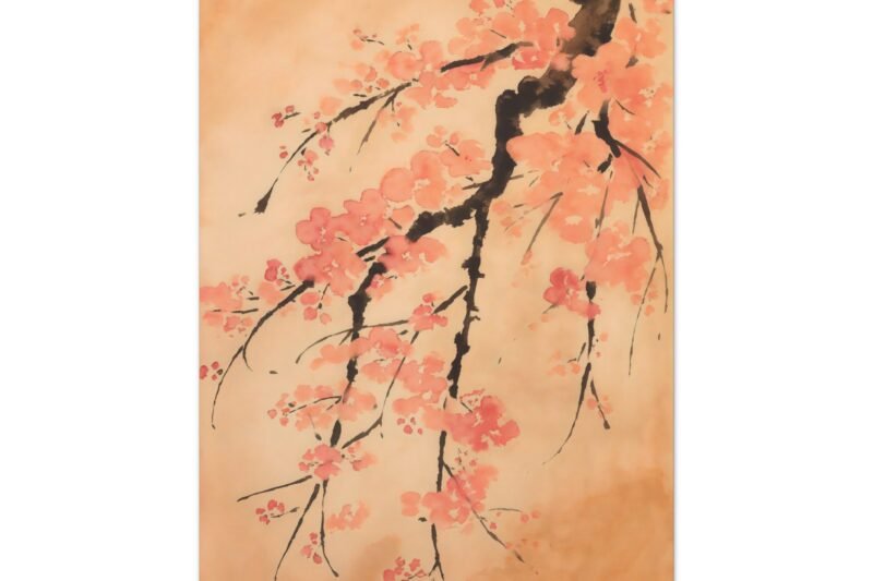 834. Cherry Blossoms in Blush Ink Wash