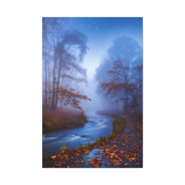 880. Autumn Mist Over a River With Fallen Leaves