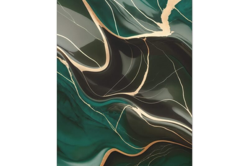 747. Emerald and Gold Veined Marble Texture